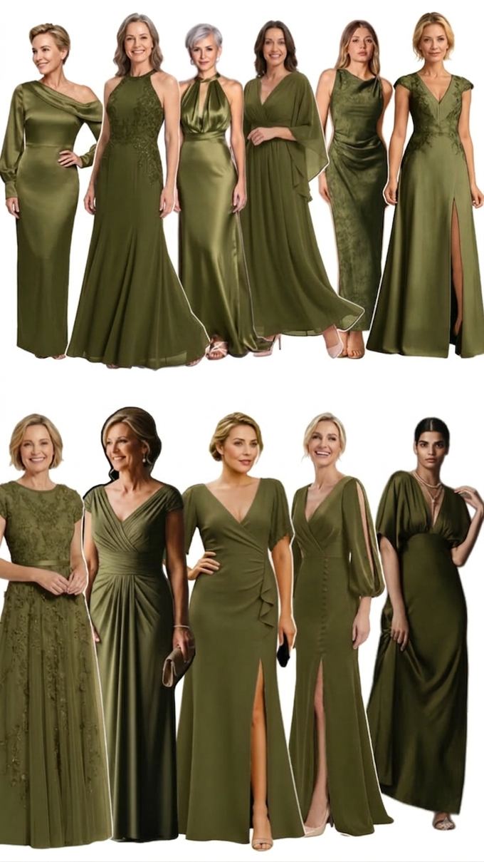 Attire reference for the female principal sponsors — a deep olive green gown.