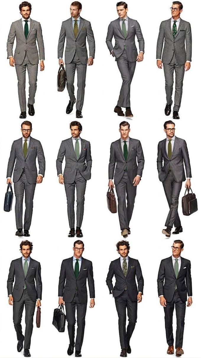 Attire reference for the male sponsors, bearers, men of honor and best men — a charcoal gray suit.
